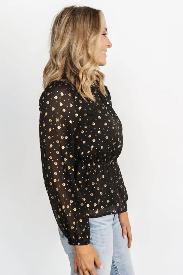 Baltic Born Blouses and Shirts Chandra Peplum Top Black Gold 8211 Women Baltic Born Blouses and Shirts Chandra Peplum Top Black Gold 8211 Women