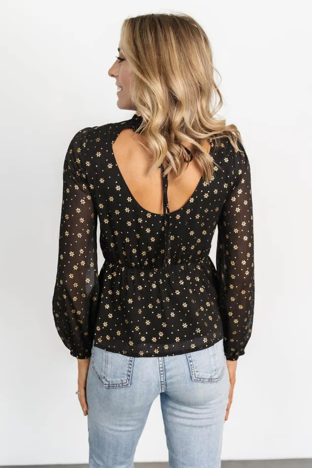 Baltic Born Blouses and Shirts Chandra Peplum Top Black Gold 8211 Women Baltic Born Blouses and Shirts Chandra Peplum Top Black Gold 8211 Women
