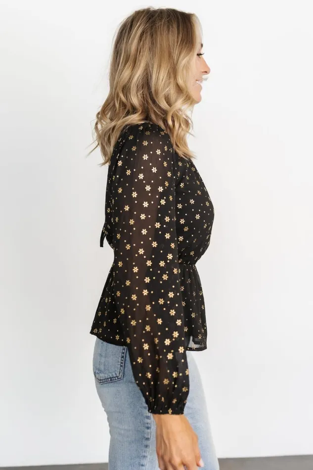 Baltic Born Blouses and Shirts Chandra Peplum Top Black Gold 8211 Women Baltic Born Blouses and Shirts Chandra Peplum Top Black Gold 8211 Women
