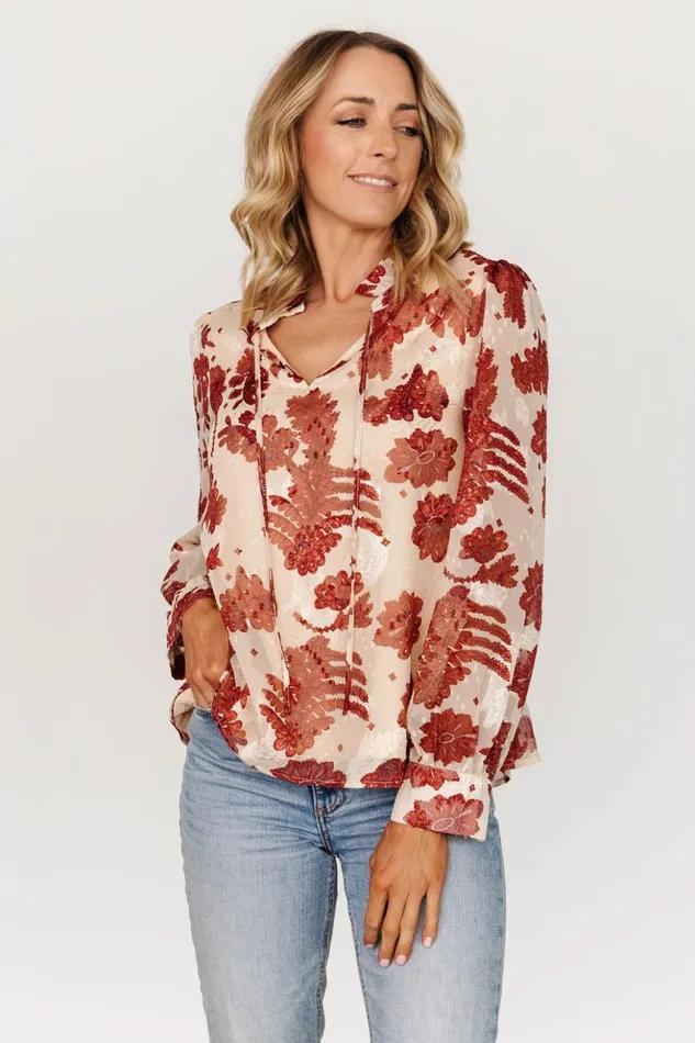 Baltic Born Blouses and Shirts Charlotte Tie Blouse Cream Rust 8211 Women Baltic Born Blouses and Shirts Charlotte Tie Blouse Cream Rust 8211 Women