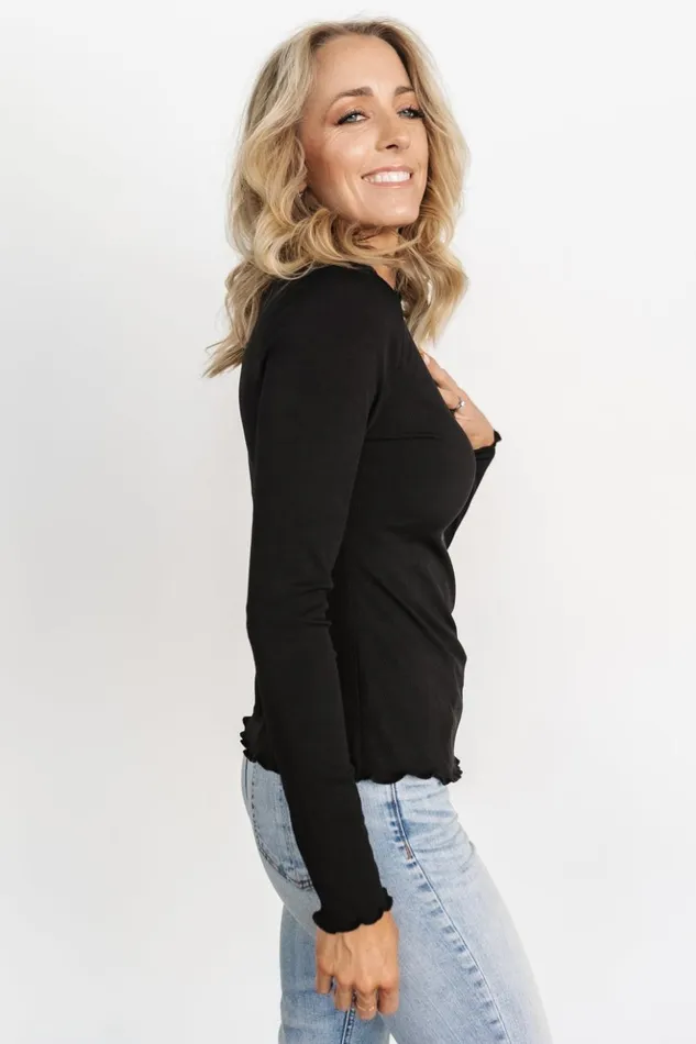 Baltic Born Blouses and Shirts Gale Ribbed Top Black 8211 Women Baltic Born Blouses and Shirts Gale Ribbed Top Black 8211 Women