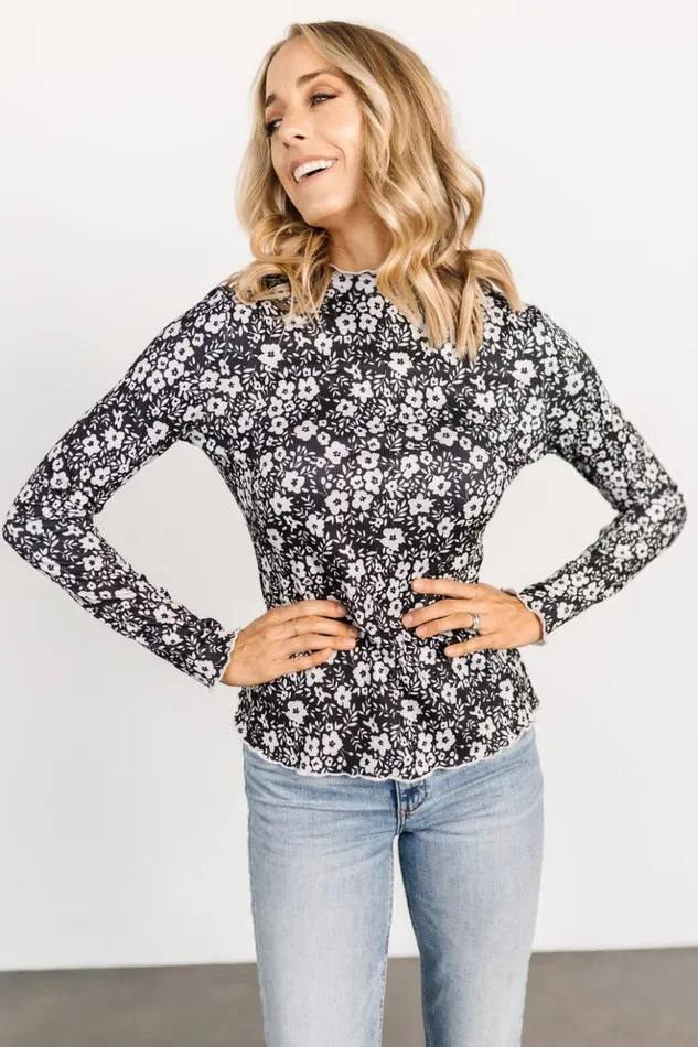 Baltic Born Blouses and Shirts Gale Ribbed Top Black White 8211 Women