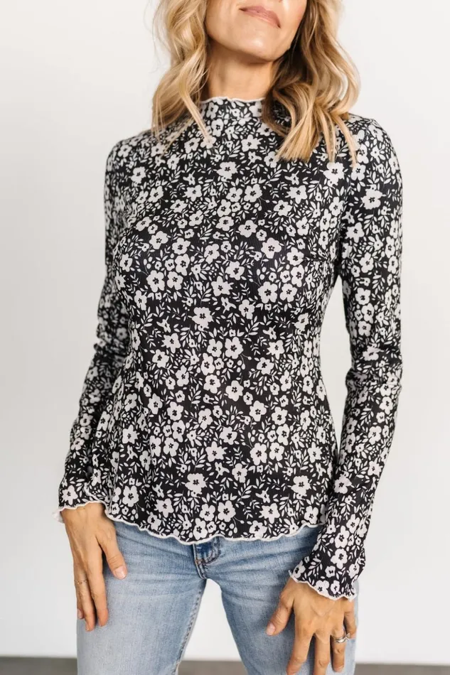 Baltic Born Blouses and Shirts Gale Ribbed Top Black White 8211 Women Baltic Born Blouses and Shirts Gale Ribbed Top Black White 8211 Women