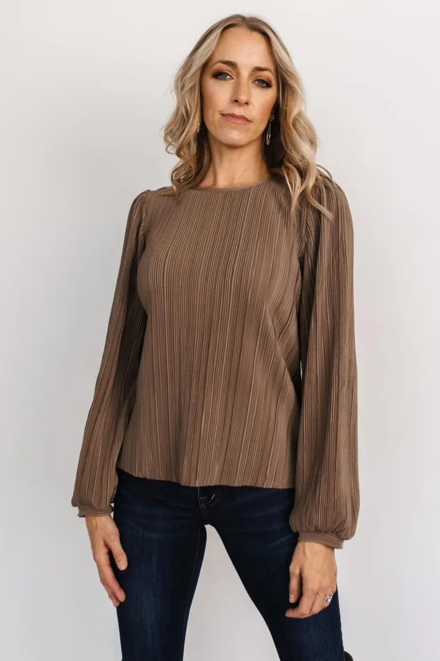 Baltic Born Blouses and Shirts Jewel Pleated Top Brown 8211 Women