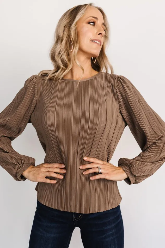 Baltic Born Blouses and Shirts Jewel Pleated Top Brown 8211 Women Baltic Born Blouses and Shirts Jewel Pleated Top Brown 8211 Women