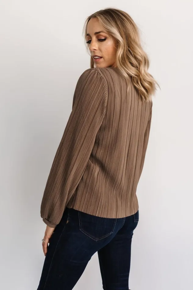Baltic Born Blouses and Shirts Jewel Pleated Top Brown 8211 Women Baltic Born Blouses and Shirts Jewel Pleated Top Brown 8211 Women