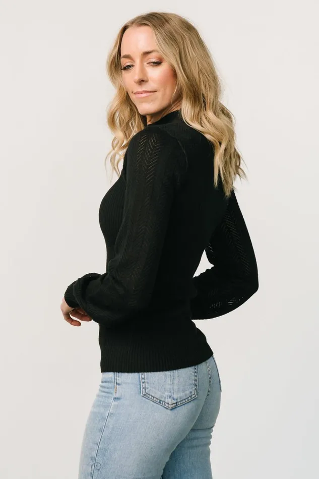 Baltic Born Blouses and Shirts Kenzie Pointelle Sweater Top Black 8211 Women Baltic Born Blouses and Shirts Kenzie Pointelle Sweater Top Black 8211 Women