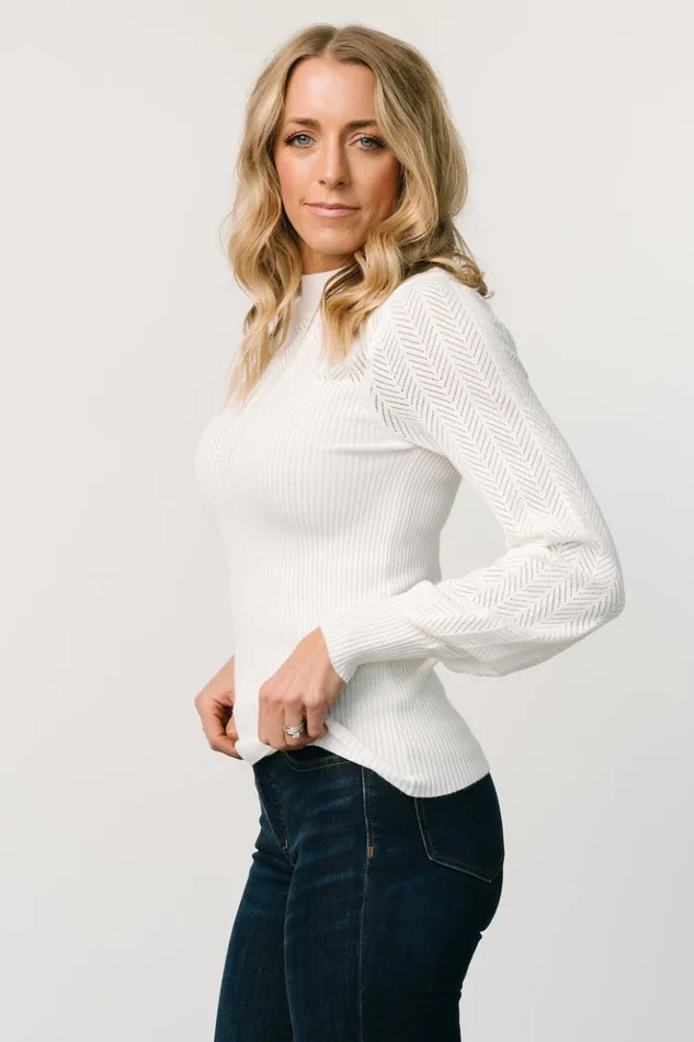 Baltic Born Blouses and Shirts Kenzie Pointelle Sweater Top Off White 8211 Women Baltic Born Blouses and Shirts Kenzie Pointelle Sweater Top Off White 8211 Women