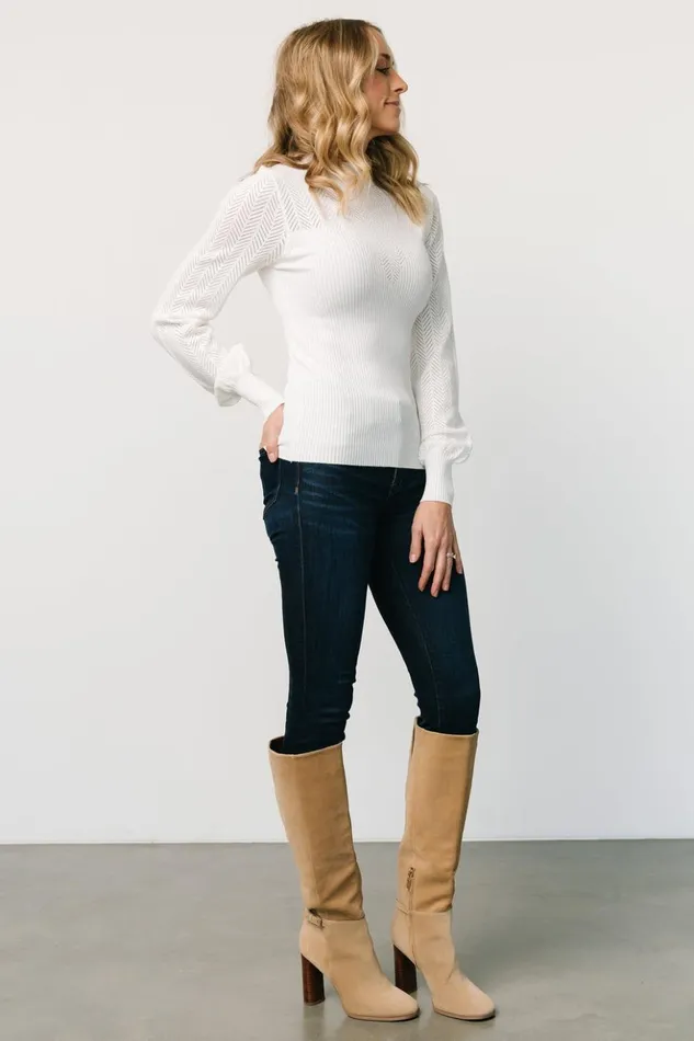 Baltic Born Blouses and Shirts Kenzie Pointelle Sweater Top Off White 8211 Women Baltic Born Blouses and Shirts Kenzie Pointelle Sweater Top Off White 8211 Women