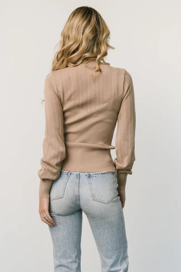 Baltic Born Blouses and Shirts Kenzie Pointelle Sweater Top Taupe 8211 Women Baltic Born Blouses and Shirts Kenzie Pointelle Sweater Top Taupe 8211 Women