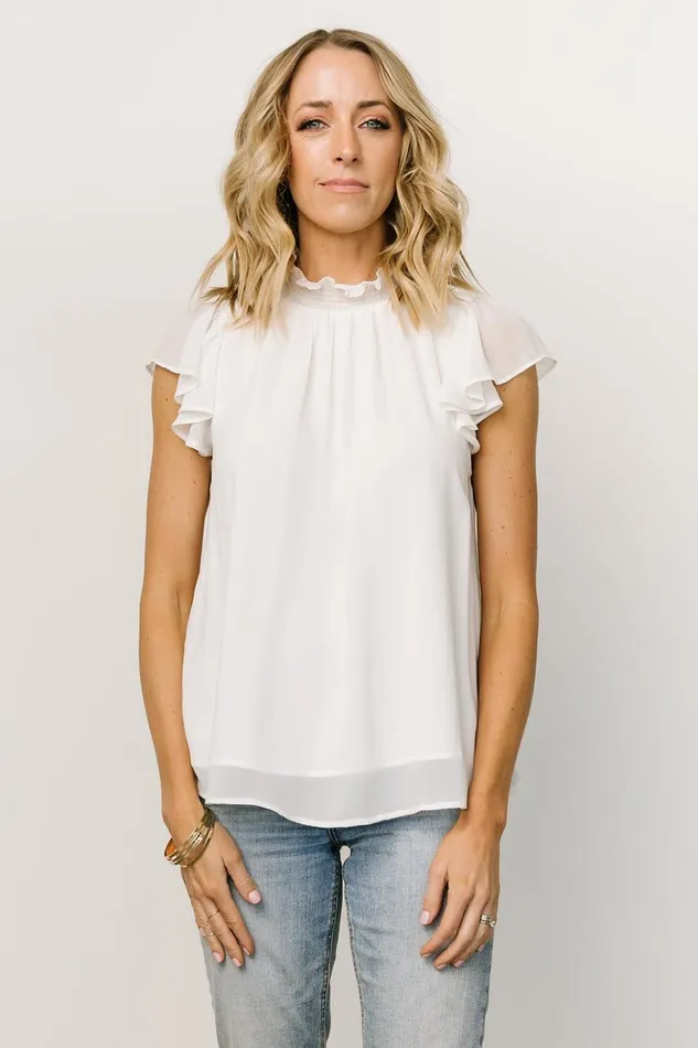 Baltic Born Blouses and Shirts Leah Mock Neck Top Off White 8211 Women