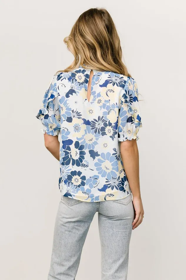 Baltic Born Blouses and Shirts Lisa Ruffle Sleeve Top Blue Floral 8211 Women Baltic Born Blouses and Shirts Lisa Ruffle Sleeve Top Blue Floral 8211 Women