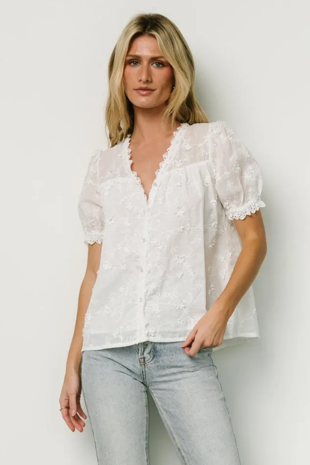 Baltic Born Blouses and Shirts Pauline Embossed Top Off White 8211 Women