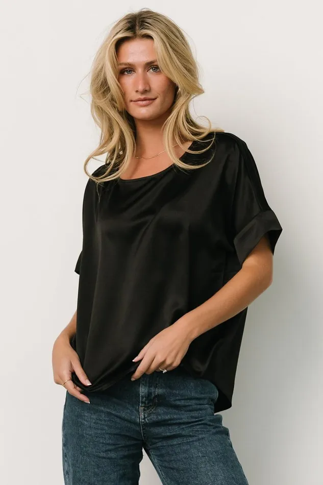 Baltic Born Blouses and Shirts Rory Satin Top Black 8211 Women Baltic Born Blouses and Shirts Rory Satin Top Black 8211 Women