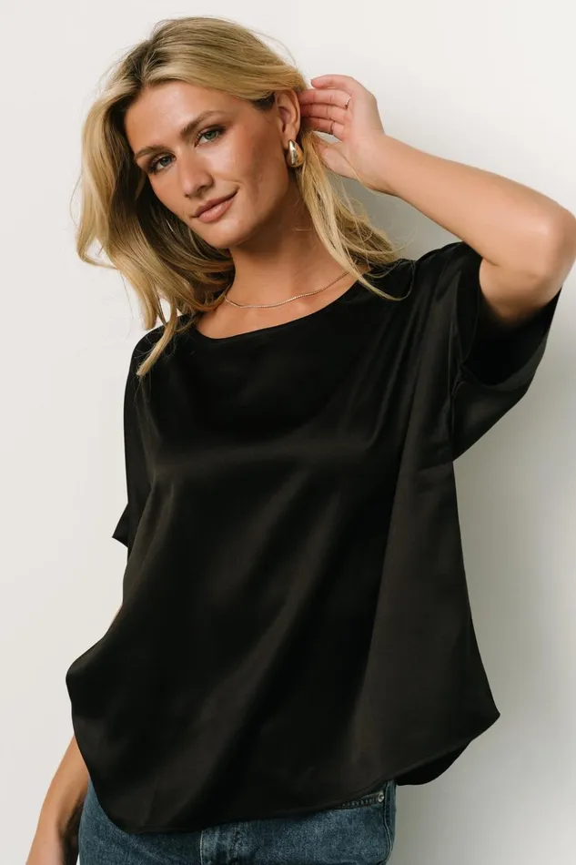Baltic Born Blouses and Shirts Rory Satin Top Black 8211 Women Baltic Born Blouses and Shirts Rory Satin Top Black 8211 Women