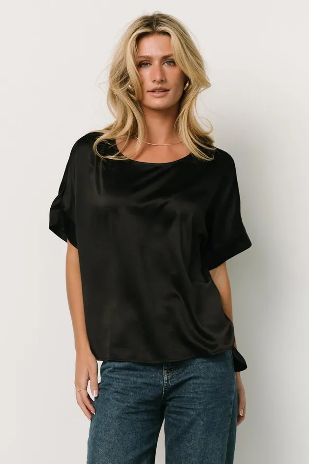 Baltic Born Blouses and Shirts Rory Satin Top Black 8211 Women Baltic Born Blouses and Shirts Rory Satin Top Black 8211 Women