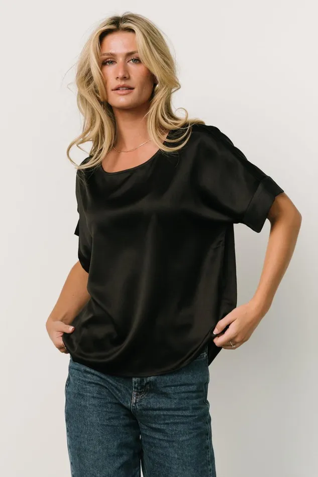 Baltic Born Blouses and Shirts Rory Satin Top Black 8211 Women Baltic Born Blouses and Shirts Rory Satin Top Black 8211 Women