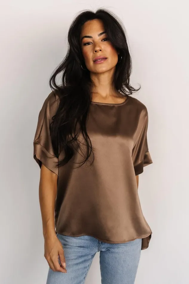 Baltic Born Blouses and Shirts Rory Satin Top Brown 8211 Women