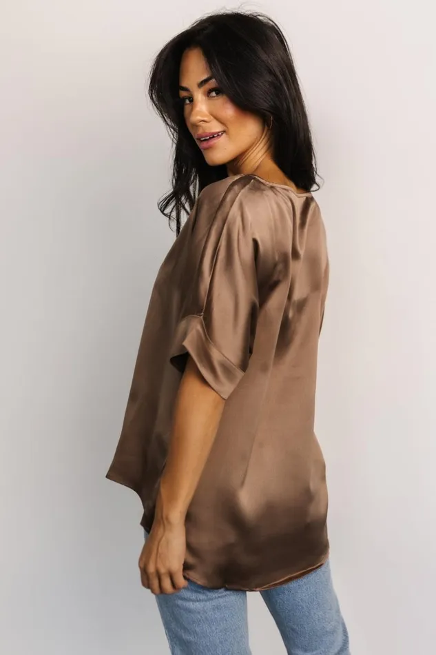 Baltic Born Blouses and Shirts Rory Satin Top Brown 8211 Women Baltic Born Blouses and Shirts Rory Satin Top Brown 8211 Women
