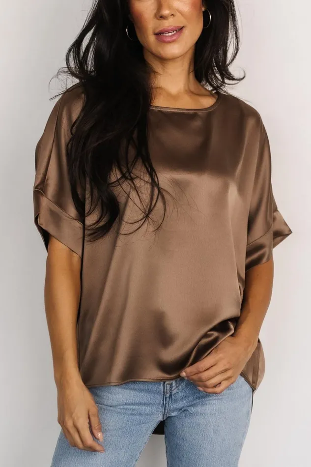 Baltic Born Blouses and Shirts Rory Satin Top Brown 8211 Women Baltic Born Blouses and Shirts Rory Satin Top Brown 8211 Women