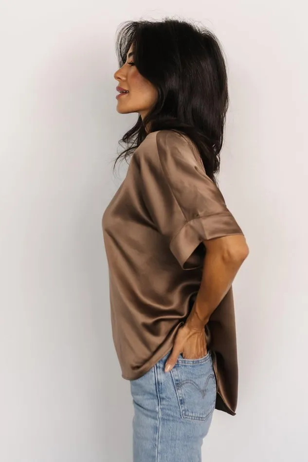 Baltic Born Blouses and Shirts Rory Satin Top Brown 8211 Women Baltic Born Blouses and Shirts Rory Satin Top Brown 8211 Women