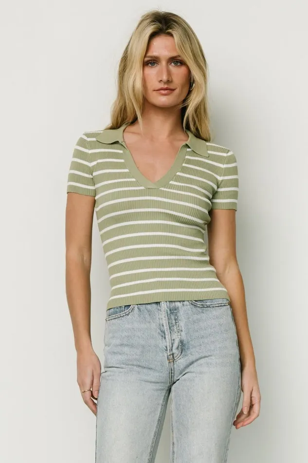Baltic Born Blouses and Shirts Ryan Ribbed Knit Top Olive Stripe 8211 Women Baltic Born Blouses and Shirts Ryan Ribbed Knit Top Olive Stripe 8211 Women