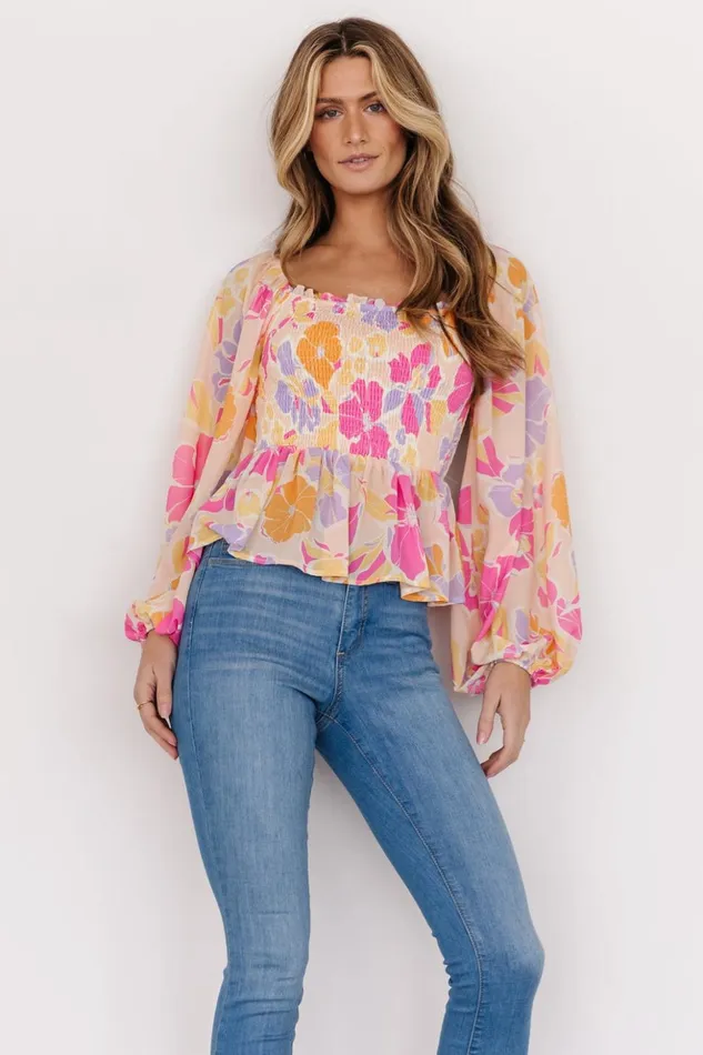 Baltic Born Blouses and Shirts Sally Smocked Top Pink Multi 8211 Women Baltic Born Blouses and Shirts Sally Smocked Top Pink Multi 8211 Women