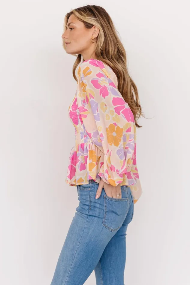 Baltic Born Blouses and Shirts Sally Smocked Top Pink Multi 8211 Women Baltic Born Blouses and Shirts Sally Smocked Top Pink Multi 8211 Women