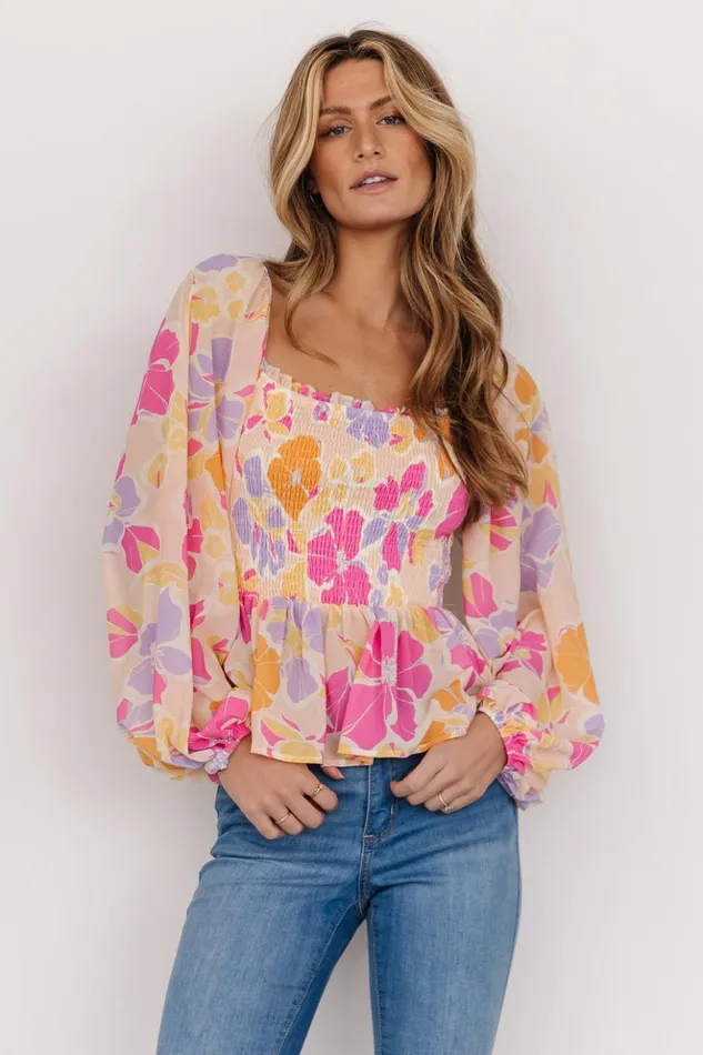 Baltic Born Blouses and Shirts Sally Smocked Top Pink Multi 8211 Women Baltic Born Blouses and Shirts Sally Smocked Top Pink Multi 8211 Women