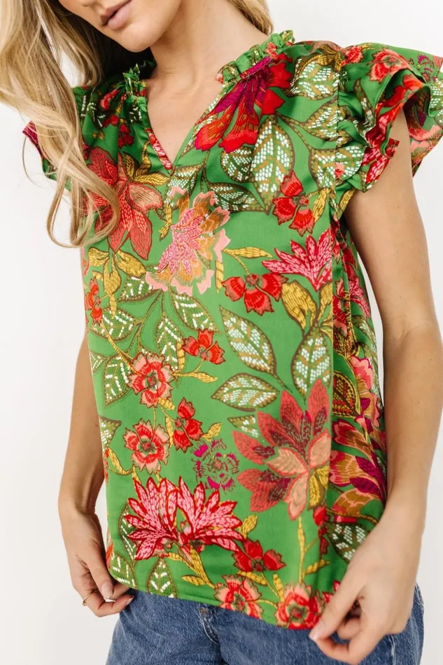 Baltic Born Blouses and Shirts Skyler Ruffle Top Green Multi 8211 Women Baltic Born Blouses and Shirts Skyler Ruffle Top Green Multi 8211 Women