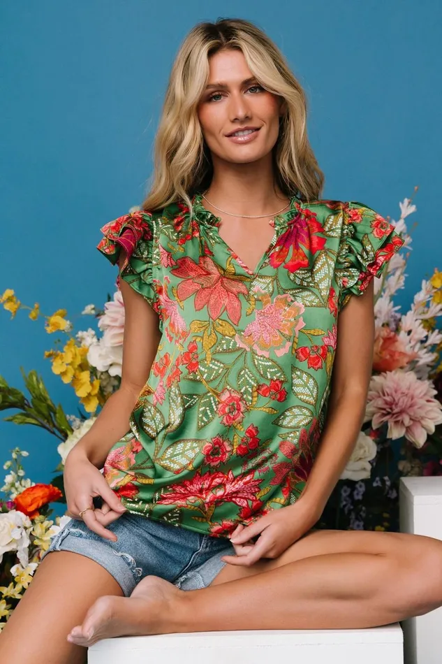 Baltic Born Blouses and Shirts Skyler Ruffle Top Green Multi 8211 Women Baltic Born Blouses and Shirts Skyler Ruffle Top Green Multi 8211 Women