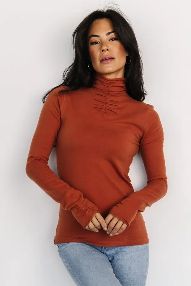 Baltic Born Blouses and Shirts Slater Mock Neck Top Rust 8211 Women