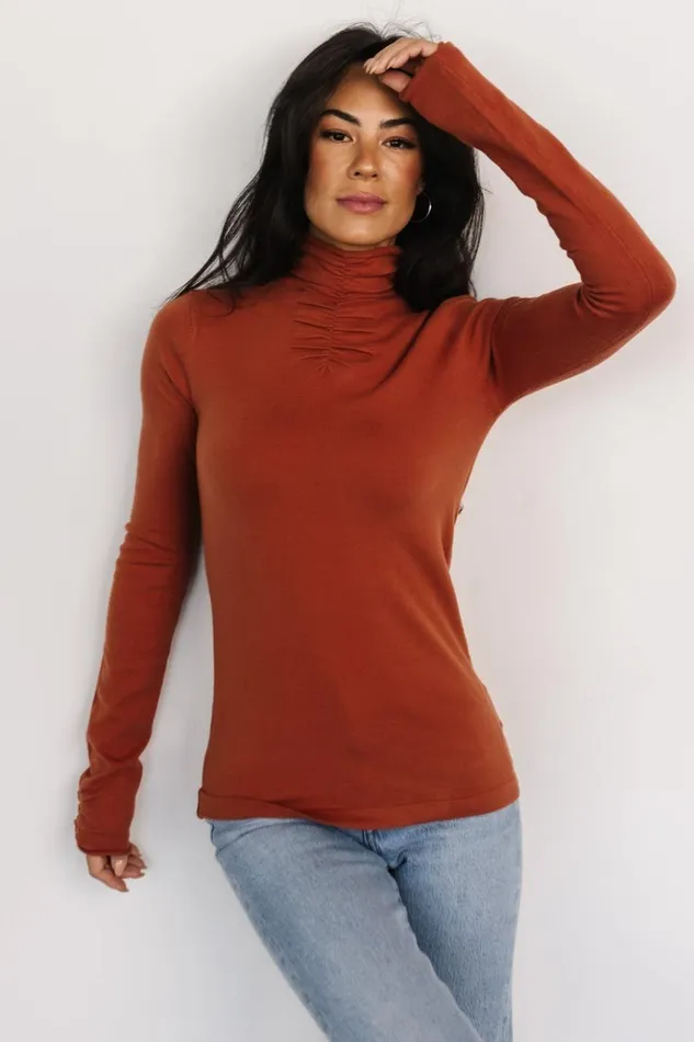 Baltic Born Blouses and Shirts Slater Mock Neck Top Rust 8211 Women Baltic Born Blouses and Shirts Slater Mock Neck Top Rust 8211 Women