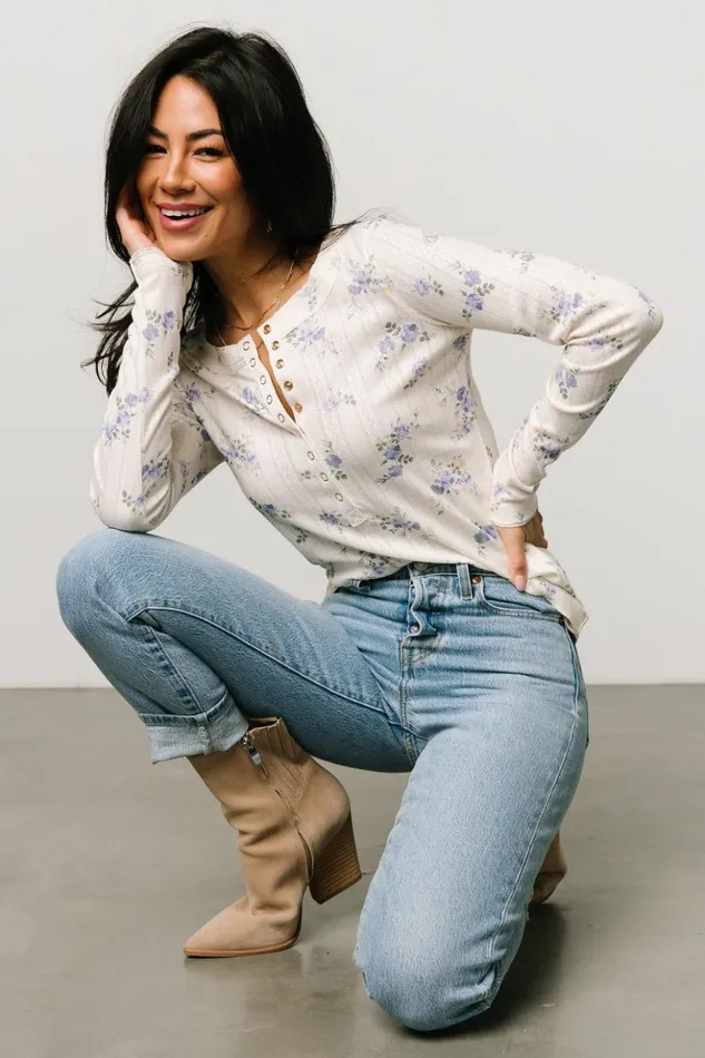 Baltic Born Blouses and Shirts Suzanne Henley Top Periwinkle Floral 8211 Women Baltic Born Blouses and Shirts Suzanne Henley Top Periwinkle Floral 8211 Women