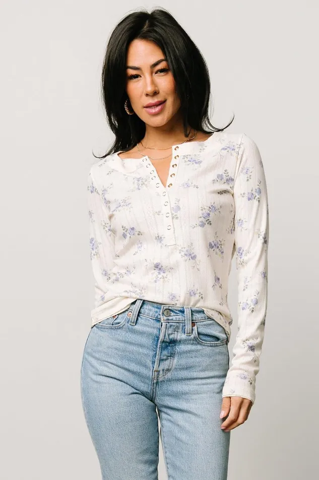 Baltic Born Blouses and Shirts Suzanne Henley Top Periwinkle Floral 8211 Women Baltic Born Blouses and Shirts Suzanne Henley Top Periwinkle Floral 8211 Women