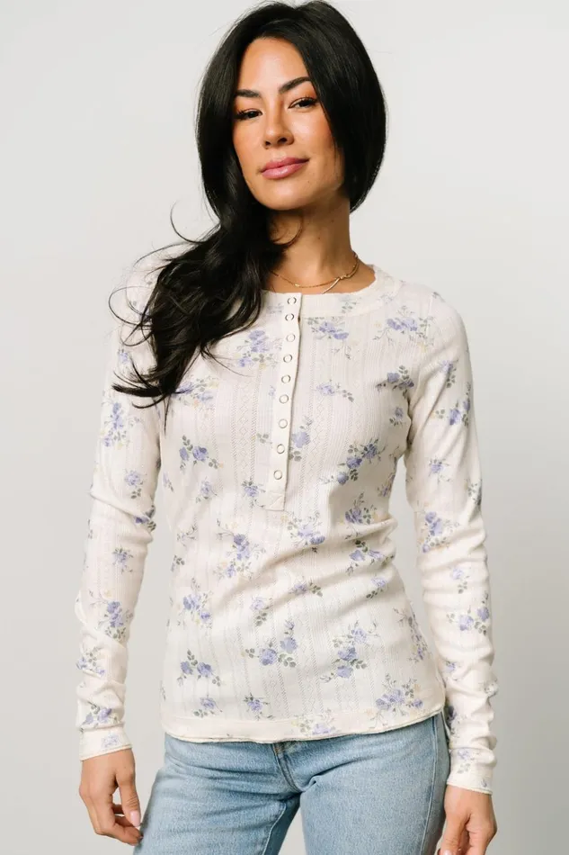 Baltic Born Blouses and Shirts Suzanne Henley Top Periwinkle Floral 8211 Women Baltic Born Blouses and Shirts Suzanne Henley Top Periwinkle Floral 8211 Women