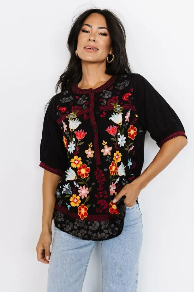 Baltic Born Blouses and Shirts Tara Embroidered Top Black Multi 8211 Women Baltic Born Blouses and Shirts Tara Embroidered Top Black Multi 8211 Women