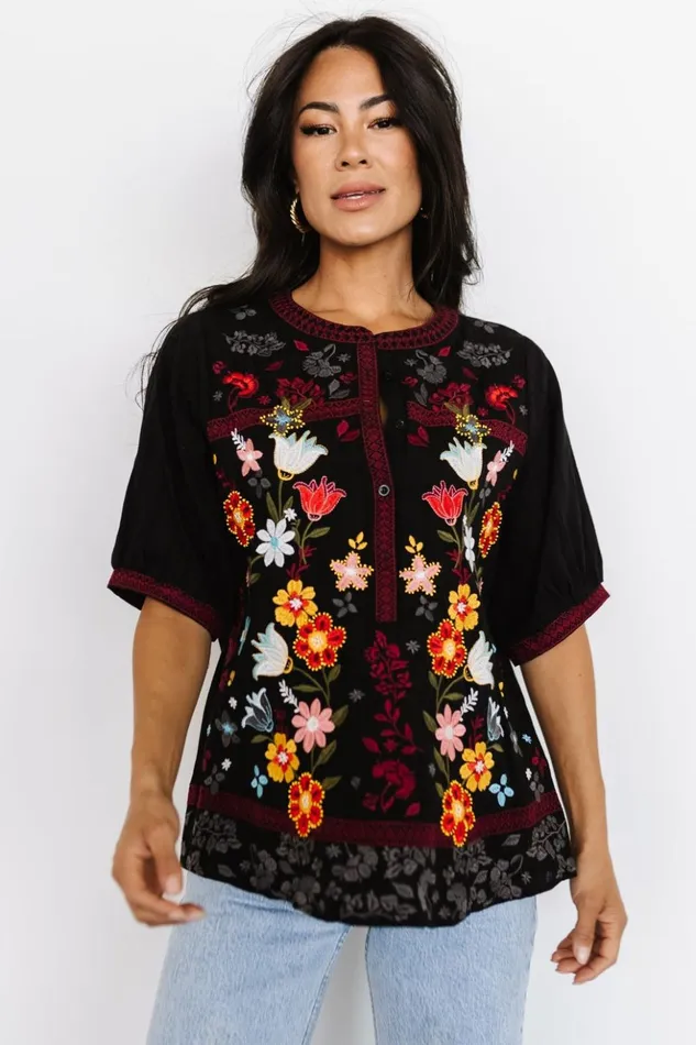 Baltic Born Blouses and Shirts Tara Embroidered Top Black Multi 8211 Women Baltic Born Blouses and Shirts Tara Embroidered Top Black Multi 8211 Women