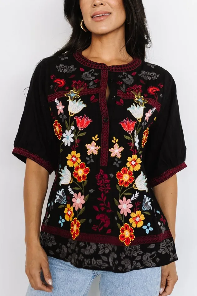 Baltic Born Blouses and Shirts Tara Embroidered Top Black Multi 8211 Women Baltic Born Blouses and Shirts Tara Embroidered Top Black Multi 8211 Women