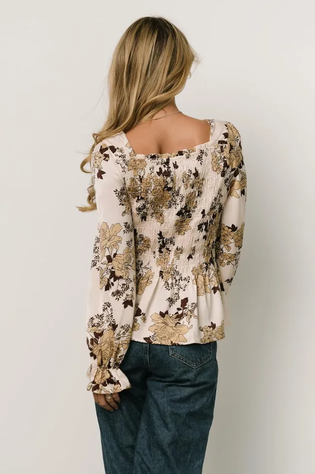 Baltic Born Blouses and Shirts Topanga Smocked Top Taupe Floral 8211 Women Baltic Born Blouses and Shirts Topanga Smocked Top Taupe Floral 8211 Women