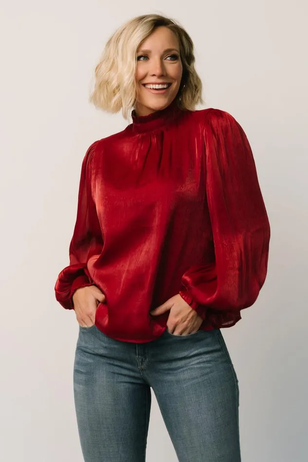 Baltic Born Blouses and Shirts Willa Shimmer Top Wine 8211 Women