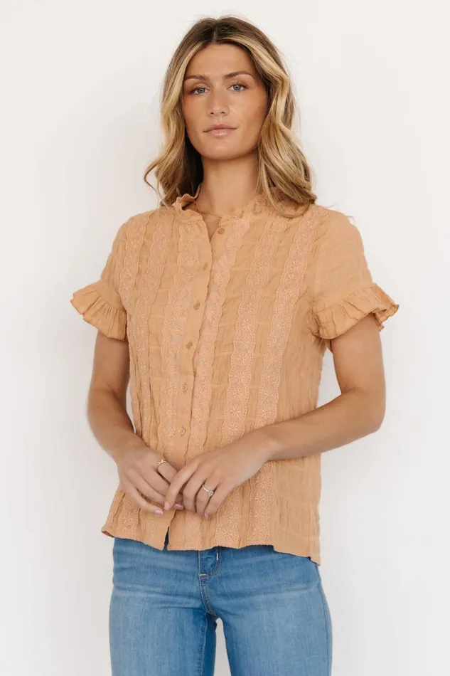 Baltic Born Blouses and Shirts Zara Lace Top Camel 8211 Women