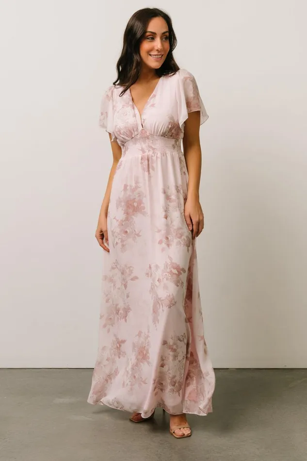 Baltic Born Bump Friendly Alexandria Smocked Maxi Dress Blush Floral 8211 Women Baltic Born Bump Friendly Alexandria Smocked Maxi Dress Blush Floral 8211 Women