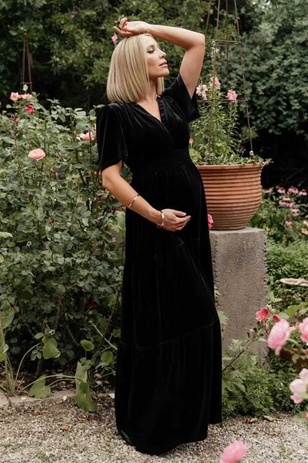 Baltic Born Bump Friendly Artemis Velvet Maxi Dress Black 8211 Women Baltic Born Bump Friendly Artemis Velvet Maxi Dress Black 8211 Women
