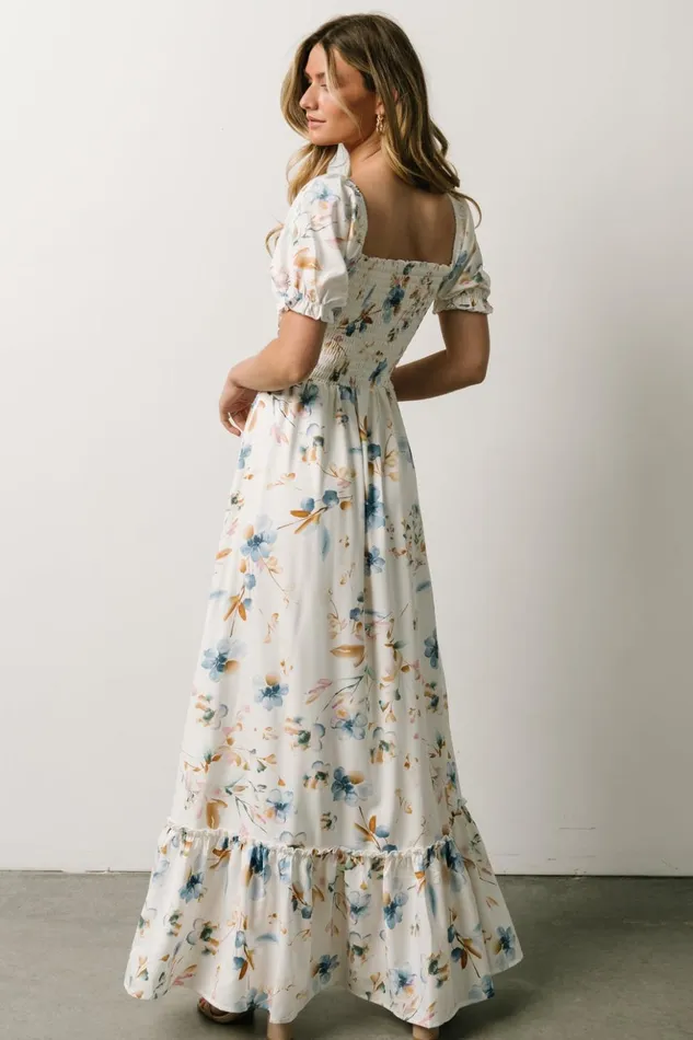 Baltic Born Bump Friendly Capri Smocked Maxi Dress White Multi Print 8211 Women Baltic Born Bump Friendly Capri Smocked Maxi Dress White Multi Print 8211 Women