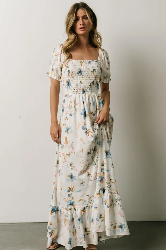 Baltic Born Bump Friendly Capri Smocked Maxi Dress White Multi Print 8211 Women Baltic Born Bump Friendly Capri Smocked Maxi Dress White Multi Print 8211 Women