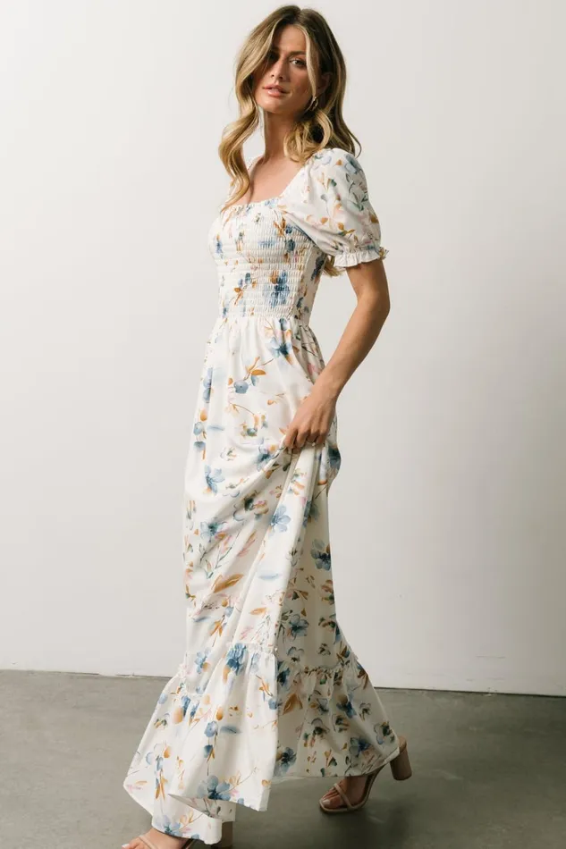 Baltic Born Bump Friendly Capri Smocked Maxi Dress White Multi Print 8211 Women Baltic Born Bump Friendly Capri Smocked Maxi Dress White Multi Print 8211 Women