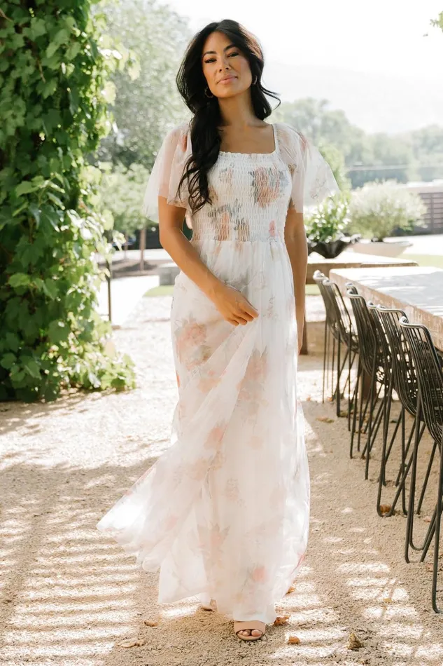 Baltic Born Bump Friendly Cassandra Tulle Maxi Dress White Multi 8211 Women Baltic Born Bump Friendly Cassandra Tulle Maxi Dress White Multi 8211 Women