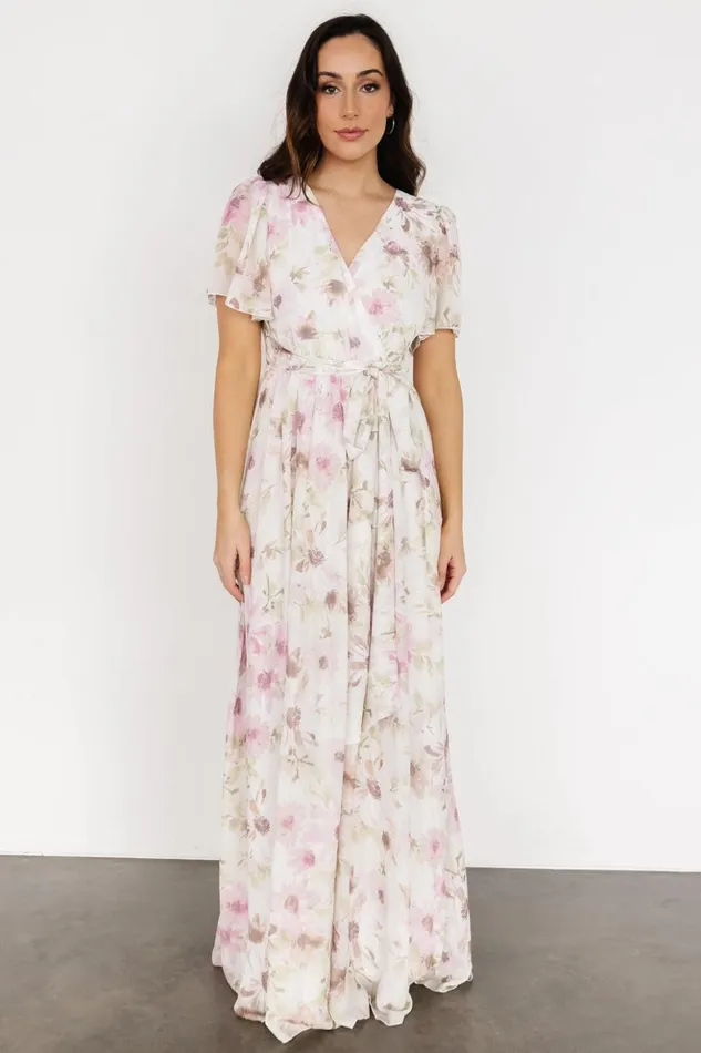 Baltic Born Bump Friendly Enya Maxi Dress White Lilac Floral 8211 Women