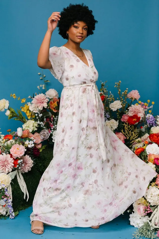Baltic Born Bump Friendly Enya Maxi Dress White Lilac Floral 8211 Women Baltic Born Bump Friendly Enya Maxi Dress White Lilac Floral 8211 Women